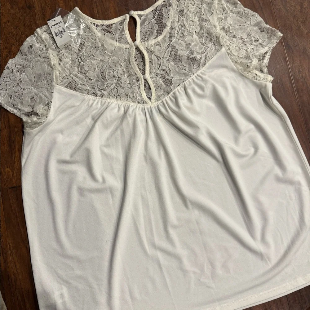 Express Ivory Lace Detail Blouse - Picture 5 of 5